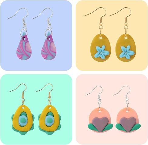 قطع طين البوليمر من مادلين رو لصنع الأقراط، مجموعة 215 قطعة من قوالب حلق الطين مع 49 شكلاً من قطع الطين المصنوعة من الفولاذ المقاوم للصدأ لمجوهرات طين البوليمر in Kuwait