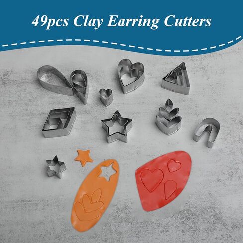 قطع طين البوليمر من مادلين رو لصنع الأقراط، مجموعة 215 قطعة من قوالب حلق الطين مع 49 شكلاً من قطع الطين المصنوعة من الفولاذ المقاوم للصدأ لمجوهرات طين البوليمر in Kuwait