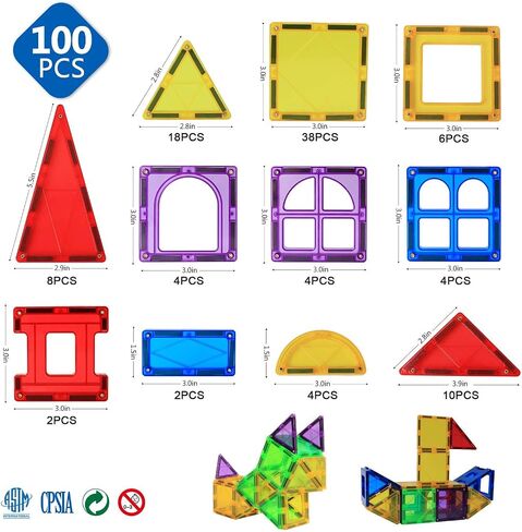 Magnetic Tiles Kids Magnetic Blocks 32PCS Building Sets for Kids Ages 3+ in Kuwait