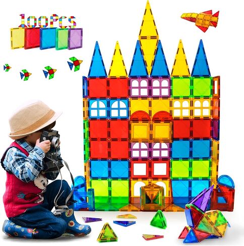 Magnetic Tiles Kids Magnetic Blocks 32PCS Building Sets for Kids Ages 3+ in Kuwait