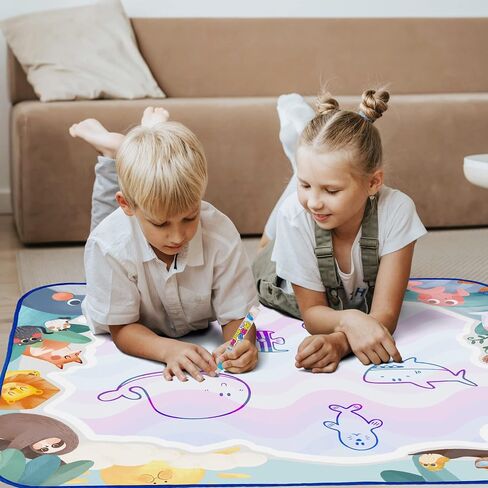 bemece كبير خربش المياه حصيرة 40''x32''، أكوا اللوحة رسم حصيرة فوضى لعبة تعلم مجانية حصيرة، هدايا التعليم المبكر للأطفال الأطفال الصغار الذين تتراوح أعمارهم بين 3 4 5 6 7 سنوات من العمر in Kuwait
