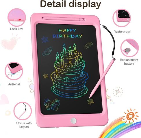 Beydoa LCD Writing Tablet for Kids, 12 Inch Colorful Doodle Board, Drawing Tablet Writing Board, Toddler Learning Toys for 2 3 4 5 6 7 8 Years Old Boys Girls, Educational Toys Birthday Gifts, Pink in Kuwait