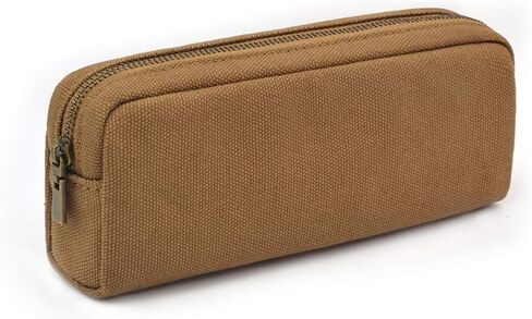 Dobmit Pencil Pen Case, Big Capacity Pencil Pouch Canvas Makeup Bag Durable Office Stationery Organizer - Beige in Kuwait
