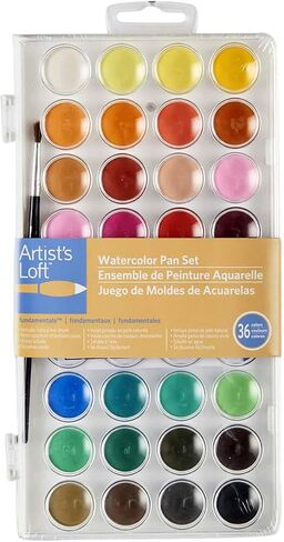 Artist's Loft 36 Color Watercolor Pan Set with Natural Hair Brush Necessities - Watercolor Set for Students, Teachers, Artists - 1 Pack in Saudi Arabia