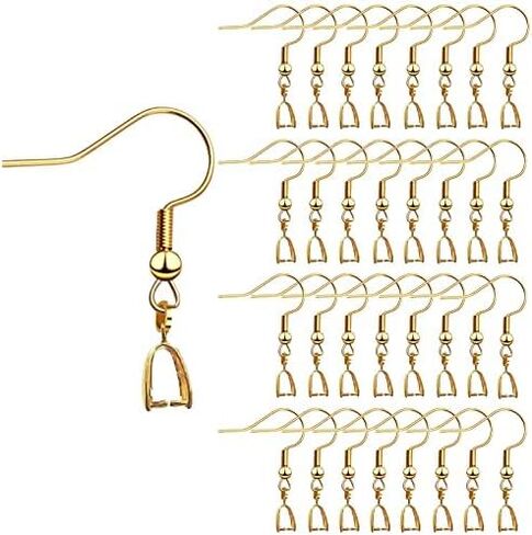 KJMYYXGS 50PCS Earring Hooks with Pinch Bails Clasp for DIY Earring Making (Black) in Kuwait
