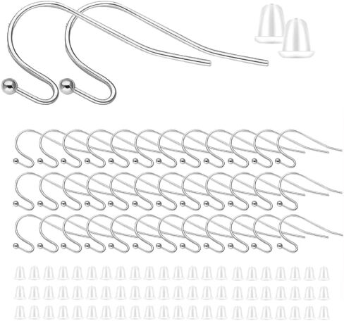 KJMYYXGS 50PCS Earring Hooks with Pinch Bails Clasp for DIY Earring Making (Black) in Kuwait