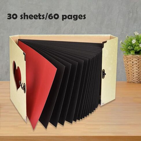 AIOR Photo Album DIY Scrapbook, 60 Pages Vintage Hardcover Heart Scrap Book with Photo Corners for Valentine's Day, anniversary, Christmas, Mother's Day, Birthday Gift in Kuwait
