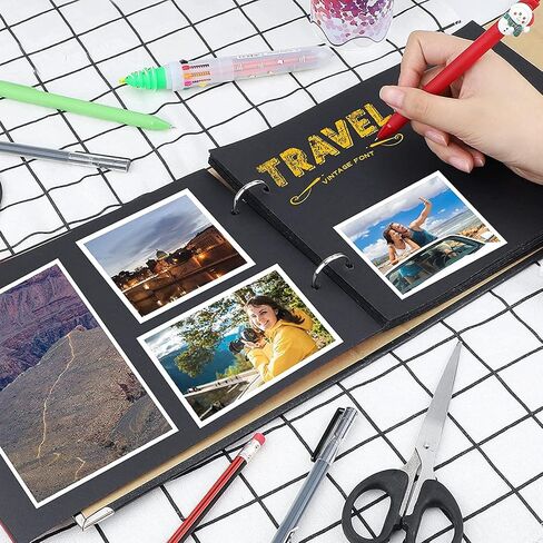 AIOR Photo Album DIY Scrapbook, 60 Pages Vintage Hardcover Heart Scrap Book with Photo Corners for Valentine's Day, anniversary, Christmas, Mother's Day, Birthday Gift in Kuwait