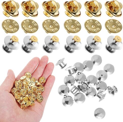 نوليتوي 120 قطعة من دبابيس طية صدر السترة على شكل فراشة، مشابك ربط بديلة للشارات اليدوية وصناعة المجوهرات (فضي ذهبي) in Kuwait