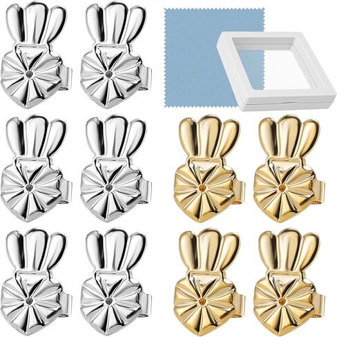 10 قطع / 5 ازواج من دعامات الاقراط المرصعة والاذان المتدلية والاقراط الثقيلة، دعامات اقراط ثقيلة مطورة، دعامات اقراط تيارا لمنع التدلي، رافعات اقراط مضادة للحساسية (فضي + ذهبي) in Kuwait