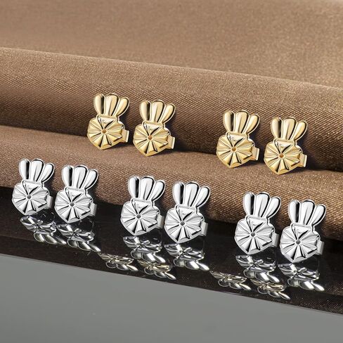 10 قطع / 5 ازواج من دعامات الاقراط المرصعة والاذان المتدلية والاقراط الثقيلة، دعامات اقراط ثقيلة مطورة، دعامات اقراط تيارا لمنع التدلي، رافعات اقراط مضادة للحساسية (فضي + ذهبي) in Kuwait