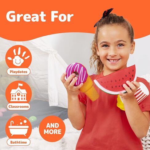 Prextex Squishy Toys | Fidget Toys for Stress Relief | Squishies | Toys for Kids | Food Squishies including Coffee, Cake, Popcorn, Ice Cream, Watermelon and Donut | Christmas Gift & Stocking Stuffer in Saudi Arabia
