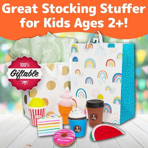 Prextex Squishy Toys | Fidget Toys for Stress Relief | Squishies | Toys for Kids | Food Squishies including Coffee, Cake, Popcorn, Ice Cream, Watermelon and Donut | Christmas Gift & Stocking Stuffer in Saudi Arabia