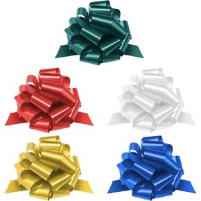 أقواس سحب Mata1 للهدايا (ألوان متنوعة، 9 بوصات، مجموعة من 5)، أقواس سحب كبيرة مقاس 9 بوصات للهدايا، أقواس سحب الشريط لعيد الميلاد، أقواس تغليف الهدايا in Kuwait