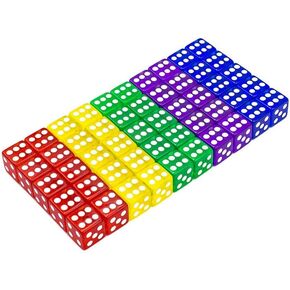 50-Pack 16MM Translucent & Solid 6-Sided Game Dice 5 Sets of Vintage Colors Dice for Board Games and Teaching Math Dice Set Classroom Accessories dice Set RPG dice in Kuwait