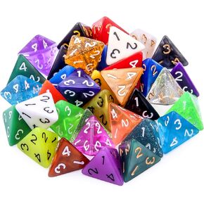 AUSTOR 35 Pieces 4 Sided Dice Polyhedral Dice Set Mixed Color Game Dice Assortment with a Black Velvet Storage Bag for DND RPG MTG Table Games