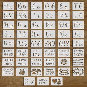 Cachi Large Letter Stencils for Painting On Wood, Canvas & More - 51 Reusable Calligraphy Alphabet Stencils, Number Stencils - Farmhouse and Welcome Signs, Holidays, Seasons, Craft Projects in Kuwait