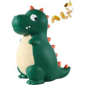 Dinosaur Piggy Bank, Unbreakable Plastic Money Bank for Kids, Cute Kids Piggy Bank for Boys, First Coin Bank, Best Christmas Birthday Gifts for Kids Boys Girls (Yellow)