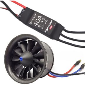 FLYCOLOR EDF 64mm 3500KV 4S RC Jet Airplane 11 Blades Ducted Fan with RC Brushless Motor with ESC 50A(2~4S) Balance Tested in Kuwait