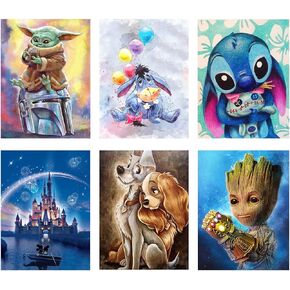 6 Pack 5d Diamond Painting Kits for Adults,DIY Full Drill Diamond Art Kits Paint with Diamonds Crystal Rhinestone Cross Stitch Cartoon Picture Arts and Crafts for Beginners Kids (9.8 X 13.8 Inch) in Kuwait