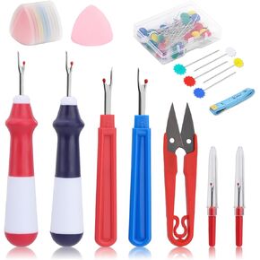 6 PCS Sewing Seam Rippers, Seam Ripper Set Include 2 Big 2 Small, and 2 Colorful Stitch Ripper Sewing Tool with Sewing Pins, Scissors, Tailors Chalk for Sewing Crafting Thread Removin