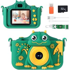 كاميرا أطفال للأطفال الصغار البنات والأولاد الذين تتراوح أعمارهم بين 3 سنوات فما فوق، كاميرا Laelr Dinosaur Kids Selfie 1080P HD كاميرات فيديو رقمية للأطفال الصغار مع بطاقة SD سعة 32 جيجابايت وشاشة IPS 2.0 بوصة وكاميرا أطفال لعيد الميلاد وهدية عيد الميلاد in Kuwait
