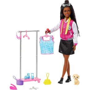 Barbie On-set Stylist Doll & 14 Accessories, Blonde Malibu Fashion Doll with Cart, Smock, Makeup Palette, Puppy & More, 3 years old and up, includes Toy in Saudi Arabia