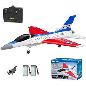 طائرة تحكم عن بعد طائرة RC F16 Falcon Fighter Jet مع أضواء LED - ألعاب هدايا تعمل بالبطارية بقناتين - طائرات تحكم لاسلكي للبالغين والأطفال بعمر 14 عامًا فما فوق - مع بطاريتين