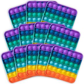Push Pop Bubble Fidget Sensory Toy, 4-Pack Push Pop Fidget Toy, Square, Purple, Orange, Mint Green, Yellow, Party Favors