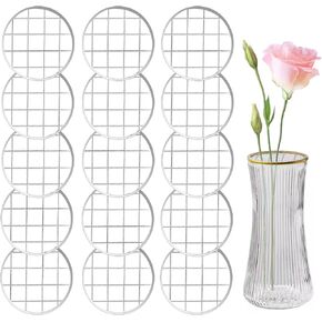 Mason Jar Flower Frog Lids for Wide Mouth,15 Pcs 8.4cm/3.3in Diameter Flower Insert Lid Flower Frog for Arrangements Vase Mason Jar Lid with Square Floral Grid Floral Arrangement Organizer Vase Grid