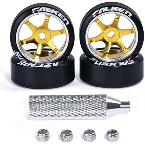 Abendor 4 قطع 22 مم 1/28 Rc Car Drift Wheel Hub مع Rc Car Drift الإطارات لـ 1/28 Mini-Q HGD1 Mini-Z DRZ Wltoys K969 RC Drift Car ترقية أجزاء (شعار-تيتانيوم)