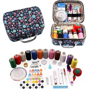 صندوق طقم خياطة محمول من 140 قطعة، مجموعة عدة خياطة فاخرة للبالغين وطلاب الجامعات والمبتدئين والطوارئ وإكسسوارات لوازم الحرف اليدوية والحياكة مع صندوق تخزين in Kuwait