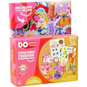 مجموعة سلاسل مفاتيح بوم بوم بوم للاطفال بتصميم يونيكورن من هايلايتز، ابتكر وتخصيص مشابك اكياس بوم بال ملونة بدون خياطة، تتضمن شنطة ظهر قابلة لاعادة الاستخدام للتخزين بدون فوضى، للاعمار من 6 سنوات فما in Kuwait