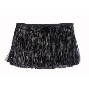 YYCRAFT 8" Wide Tinsel Fringe Tinsel Trim Tinsel Garland Dance Costume Fringe Trimming Shiny foil Effect Party Decor (5 Yards,Rainbow Black)