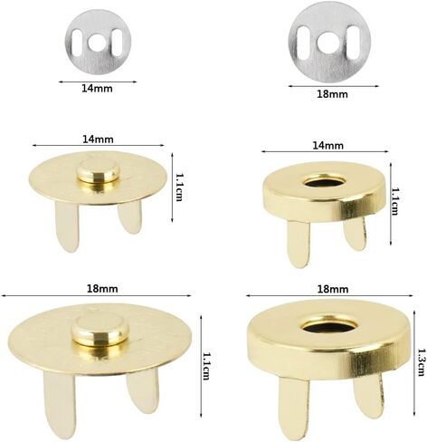 TIMESETL 20Set 14/18mm مشبك مغناطيسي للمحفظة، زر قفل مغناطيسي مع صندوق تخزين - فضي/نحاس عتيق in Kuwait