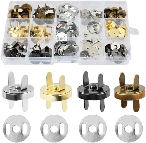 TIMESETL 20Set 14/18mm مشبك مغناطيسي للمحفظة، زر قفل مغناطيسي مع صندوق تخزين - فضي/نحاس عتيق in Kuwait