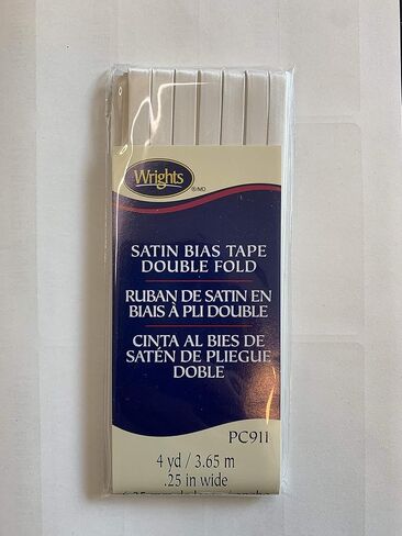 شريط انحياز مزدوج الطي من الساتان من رايت، 4 ياردات × 1/4 بوصة - ساتان أويستر in Kuwait