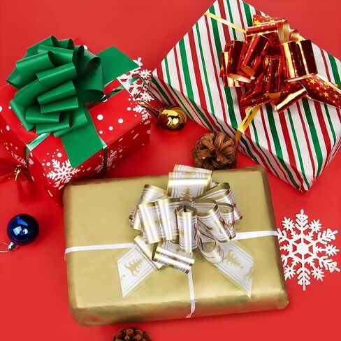 12 PCS Christmas Bows for Gift Wrapping, Big Gift Wrap Ribbon Pull Bows Accessory for Xmas, Gift, Bouquet, Basket, Bottles Gifts Bows Decoration, Gift Wrapping and Present Decor in Kuwait
