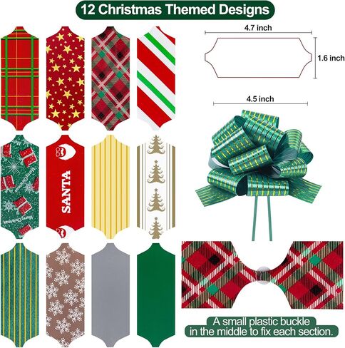 12 PCS Christmas Bows for Gift Wrapping, Big Gift Wrap Ribbon Pull Bows Accessory for Xmas, Gift, Bouquet, Basket, Bottles Gifts Bows Decoration, Gift Wrapping and Present Decor in Kuwait