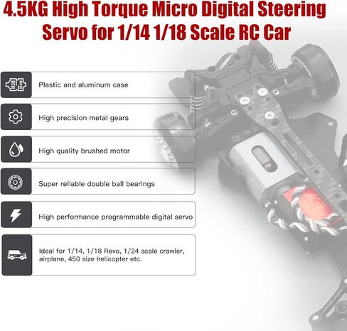 محرك سيرفو فرعي صغير AGFRC - ترقية علبة معدنية من التيتانيوم ترس 4.5 كجم HV Mini Servo لطائرات سيارات RC 1/14 1/18 1/24 (B13DLM V2) in Kuwait