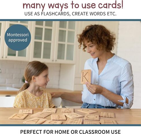 بطاقات تتبع الحروف الأبجدية الخشبية من ريفيت - حروف كبيرة وصغيرة الحروف الأبجدية الإنجليزية في مرحلة ما قبل المدرسة - تعلم الكتابة (تتضمن 26 بطاقة) in Kuwait