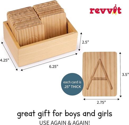 بطاقات تتبع الحروف الأبجدية الخشبية من ريفيت - حروف كبيرة وصغيرة الحروف الأبجدية الإنجليزية في مرحلة ما قبل المدرسة - تعلم الكتابة (تتضمن 26 بطاقة) in Kuwait