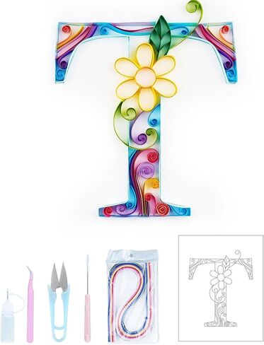 مجموعة اللف الورقية Uniquilling للبالغين المبتدئين، حروف 8 * 10 بوصة، مجموعة رائعة من أدوات الرسم الورقية DIY أدوات اللف، ديكور فني جداري لغرفة المنزل أفضل الهدايا (أساسية) in Kuwait
