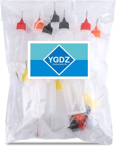 15 قطعة من زجاجات توزيع بطرف دقيق، اي جي دي زي 30 مل 5 الوان، زجاجات توزيع الغراء بطرف دقيق، 10 قطع من رؤوس الابرة، 5 قطع قمع صغير للف حبر الطلاء والحرف اليدوية in Kuwait