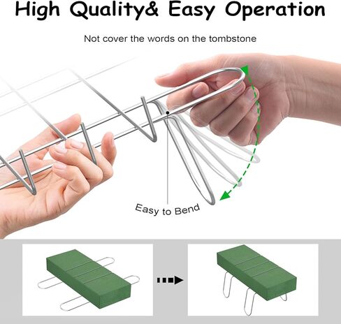 قطعتان من سروج زهرة شاهد القبر للمقابر مع رغوة الأزهار، سروج قبور مقاس 30.48 سم، سلك مقاوم للصدأ لديكورات المقبرة، النصب التذكارية العائلية، شاهد القبر، ديكورات القبر، تصميم الزهور in Kuwait