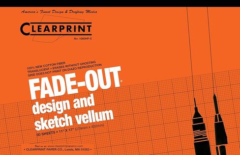 Clearprint Vellum Pad with 1mm Fade-Out Grid, 8.5x11 Inches, 16 lb., 60 GSM, 1000H 100% Cotton, 50 Translucent White Sheets, 1 Each (10007410) in Kuwait