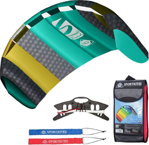HQ Kites Symphony Beach III 51in (1.3m) Dual Line Parachute Stunt Foil Sport Kite Ready to Fly Outdoor Fun Sports for Boys and Girls Ages 8 and Up – Aqua Color in Kuwait