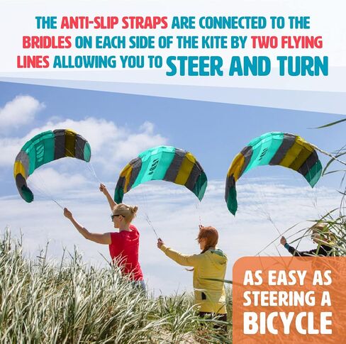 HQ Kites Symphony Beach III 51in (1.3m) Dual Line Parachute Stunt Foil Sport Kite Ready to Fly Outdoor Fun Sports for Boys and Girls Ages 8 and Up – Aqua Color in Kuwait
