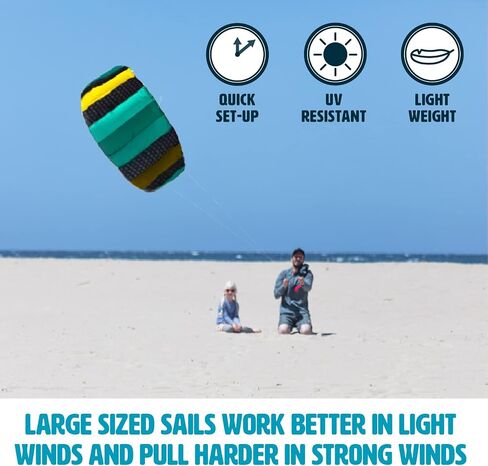 HQ Kites Symphony Beach III 51in (1.3m) Dual Line Parachute Stunt Foil Sport Kite Ready to Fly Outdoor Fun Sports for Boys and Girls Ages 8 and Up – Aqua Color in Kuwait