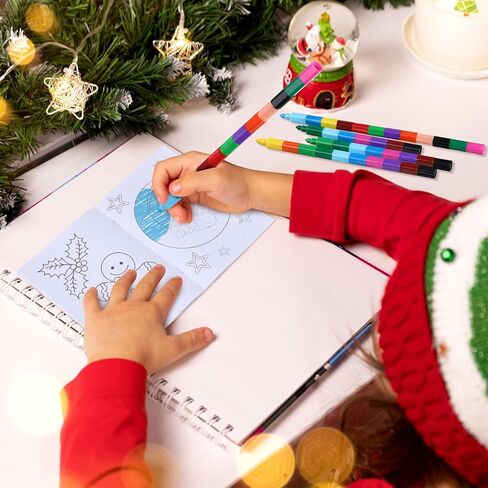 24 قطعة من كتاب تلوين عيد الميلاد للأطفال مع 24 قلم تلوين وكتب أنشطة عيد الميلاد مع قلم تحديد لعيد الميلاد وحقيبة هدايا لطلاب العطلات وهدايا الفصول الدراسية (لطيفة) in Kuwait